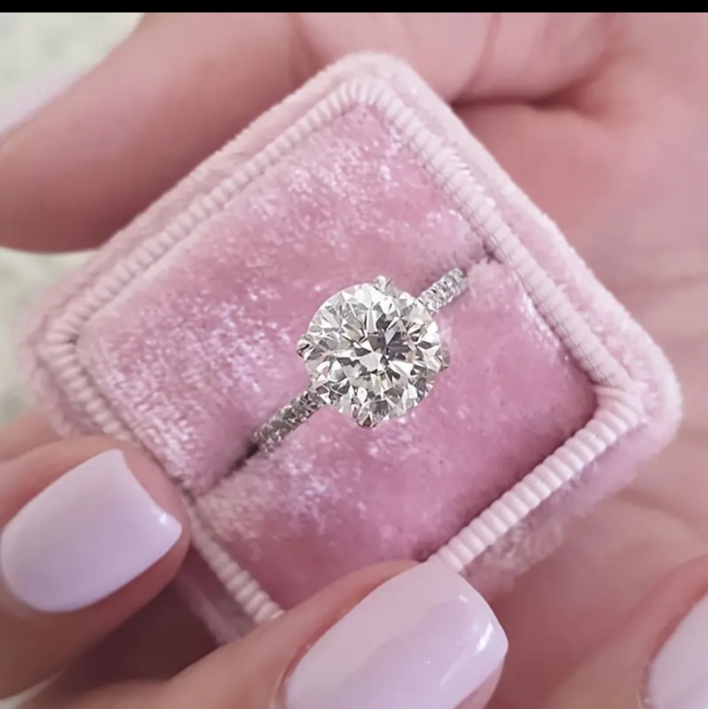 Certified 2ct Round Moissanite White Gold Ring